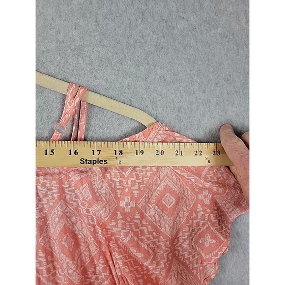 Torrid Peach Diamond Print Cold Shoulder SS Rayon Flowy Blouse Women's Plus 0X - Picture 10 of 12